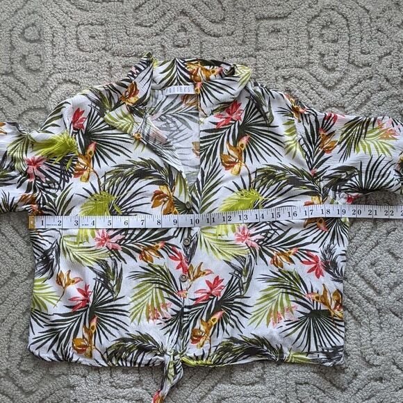 POTTERS POT Tropical floral crop top shirt size Large @i - Picture 7 of 10